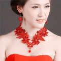 MYLOVE Chinese style red lace necklace earring bridal jewelry wholesale MLT014